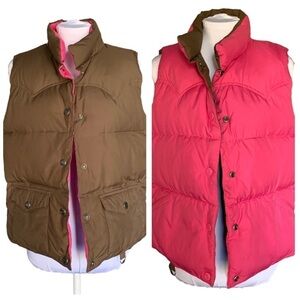 American Eagle Reversible Y2K Brown Pink Snap Up Vest Puffer Sz M